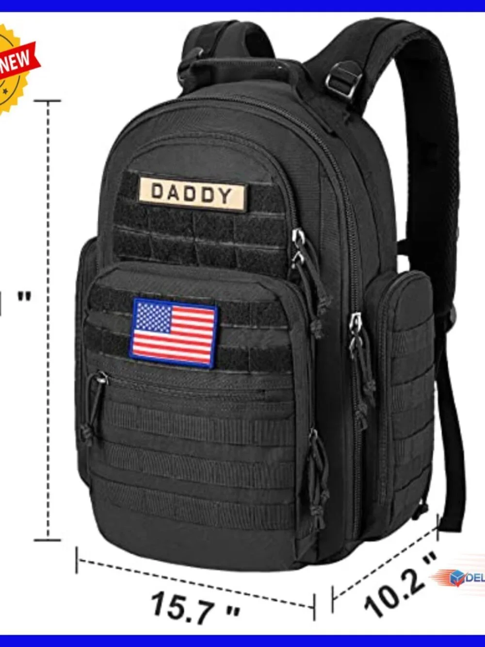 Military Diaper Backpack with Insulated Bottle Pockets, Waterproof, 17 Pockets
